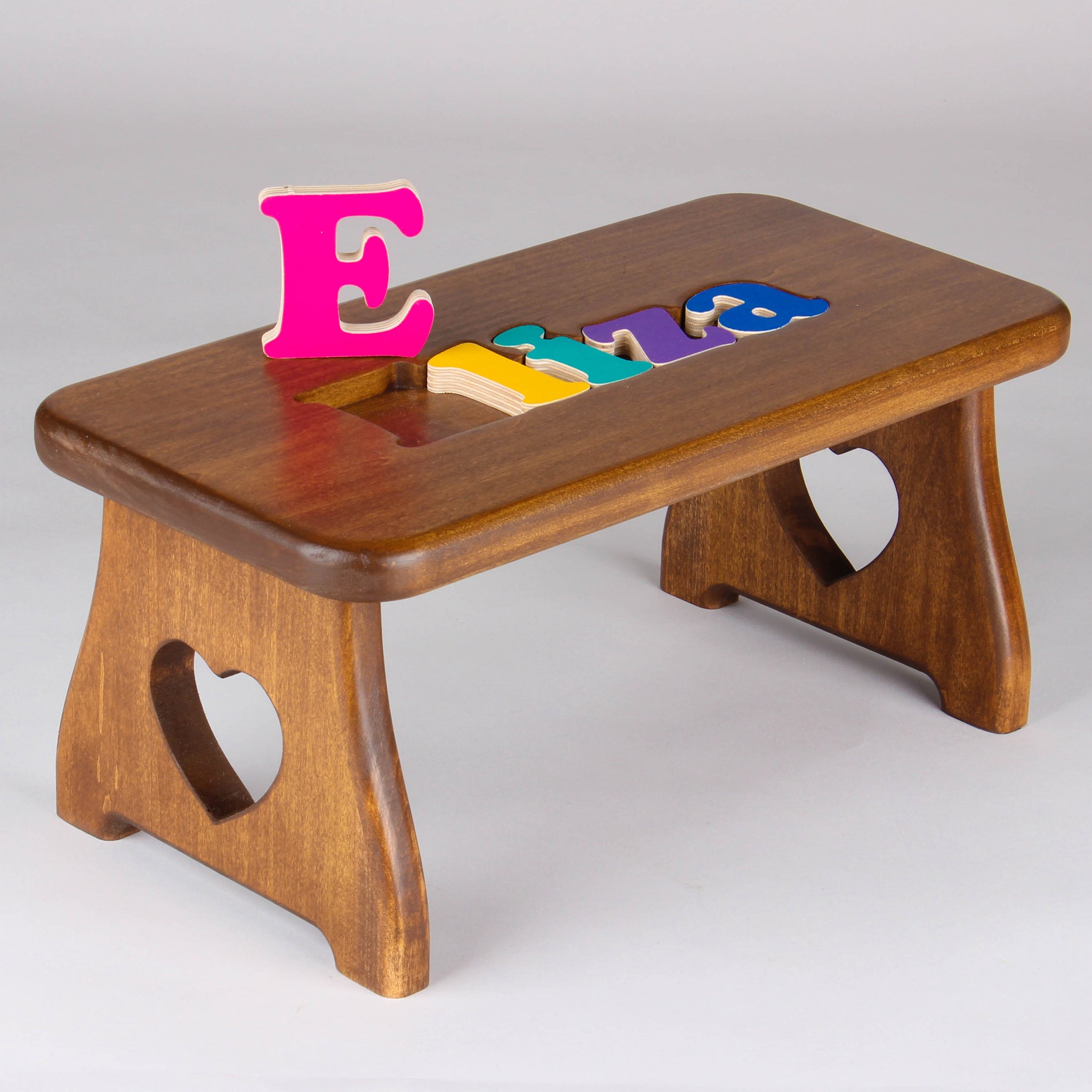 One-Name Puzzle Stool - Stained Finish (4 Options) - Craft Carve