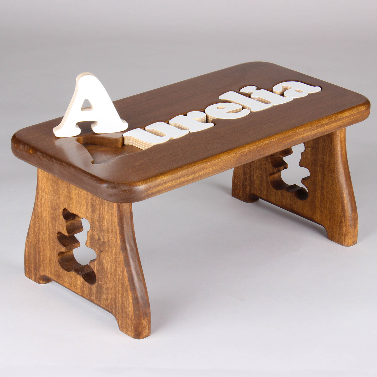 One-Name Puzzle Stool - Stained Finish (4 Options)