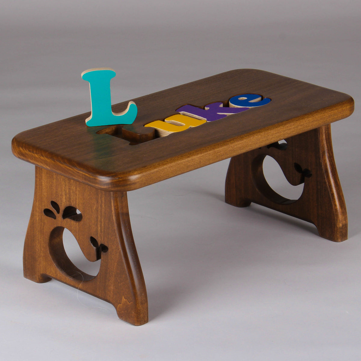 One-Name Puzzle Stool - Stained Finish (4 Options)