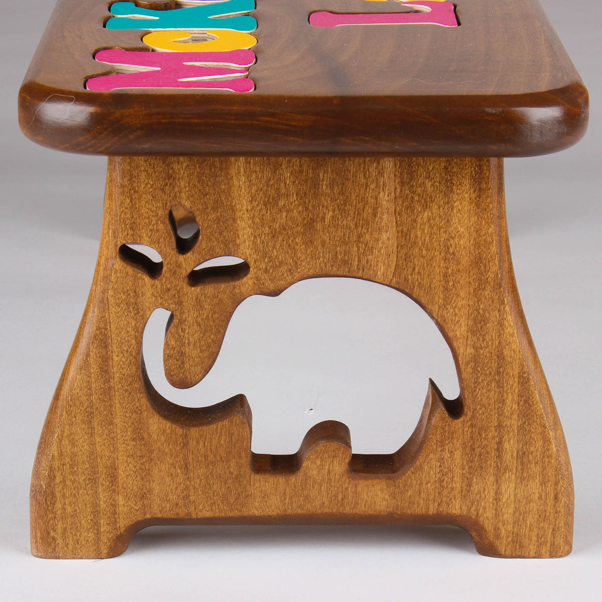 Two-Name Puzzle Stool - Stained Finish (4 Options)